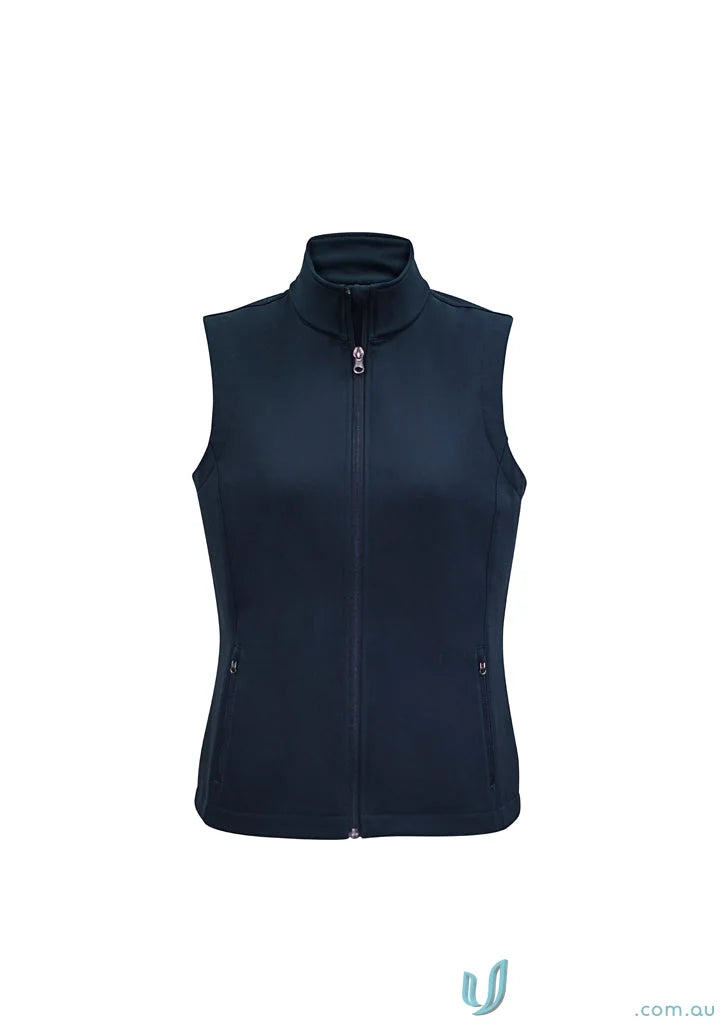 Womens Apex Vest Navy Blue Zippered Softshell with Bonded Fleece for Flexibility