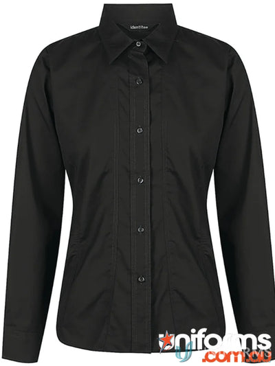 Ladies Aston LS Shirt black long-sleeved button-down perfect for uniforms or workwear