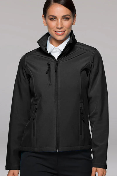 Ladies Chariot jacket black 3-layer softshell with high collar chest zip pocket