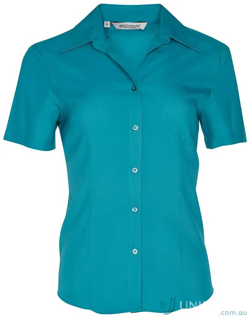 Teal short-sleeved Winning Spirit Ladies CoolDry Health Shirt for staying cool