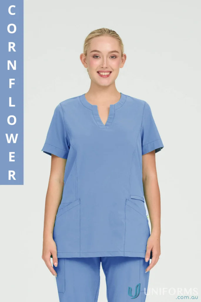 Ladies Ellen City Collection Nurses Cornflower Blue Scrub Set with Princess Seams