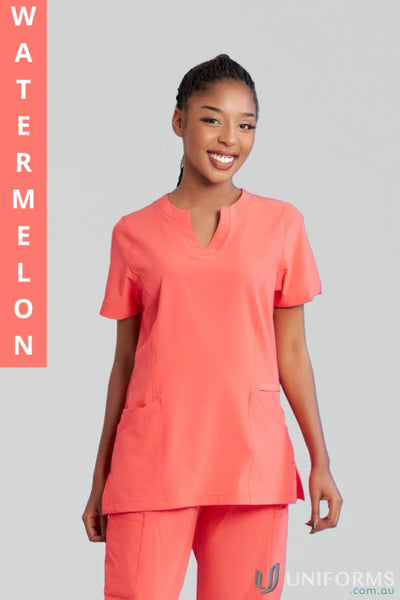 Ladies Ellen Watermelon-colored scrub set with princess seams from City Collection Nurses