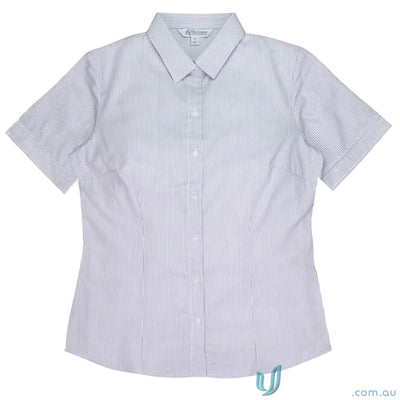 Ladies Henely S/S Shirt with cuff stripes and stylish waist darts
