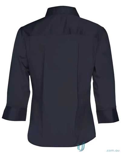 Navy blue ladies military 3Q shirt with three-quarter sleeves, style M8913 women’s