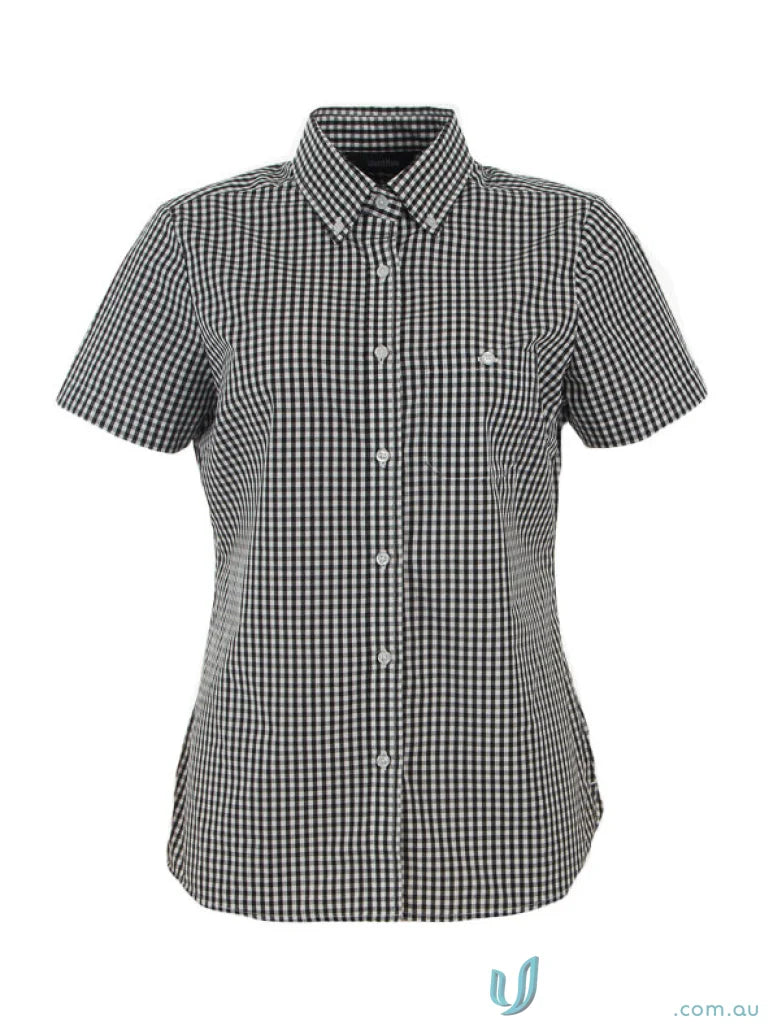 Black and white Gingham Check Ladies Miller Gingham SS Check Shirt perfect for workwear