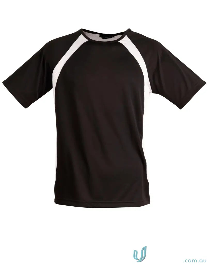 Black and white raglan Sprint Tee perfect for uniforms or casual workwear