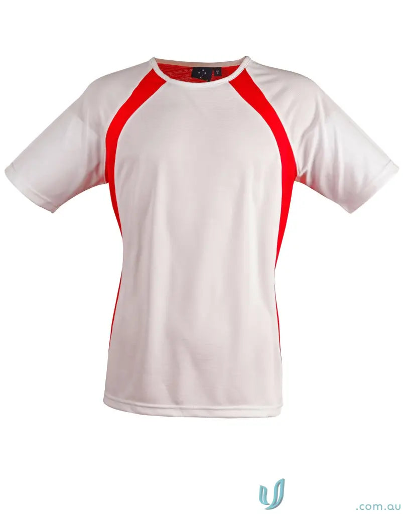 White and red Sprint Tee short-sleeved shirt, perfect for work uniforms and workwear