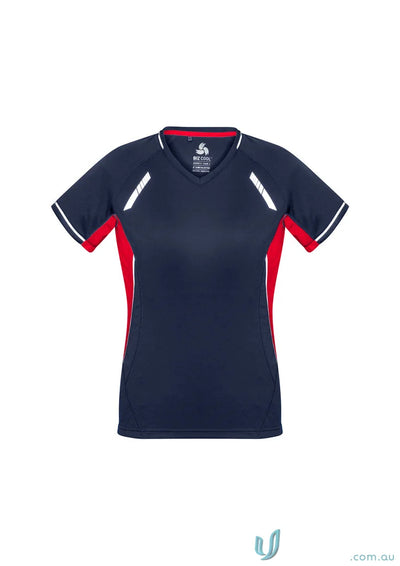 Navy and red Ladies Renegade Tee from Biz Collection Ladies short sleeve athletic shirt