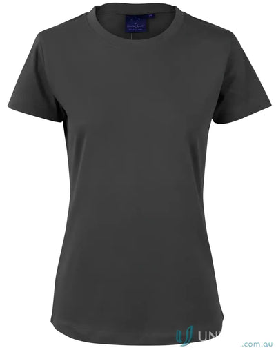 Charcoal-colored Ladies Savvy Tee, a stylish TS38 Savvy ladies spirit tee for confident looks