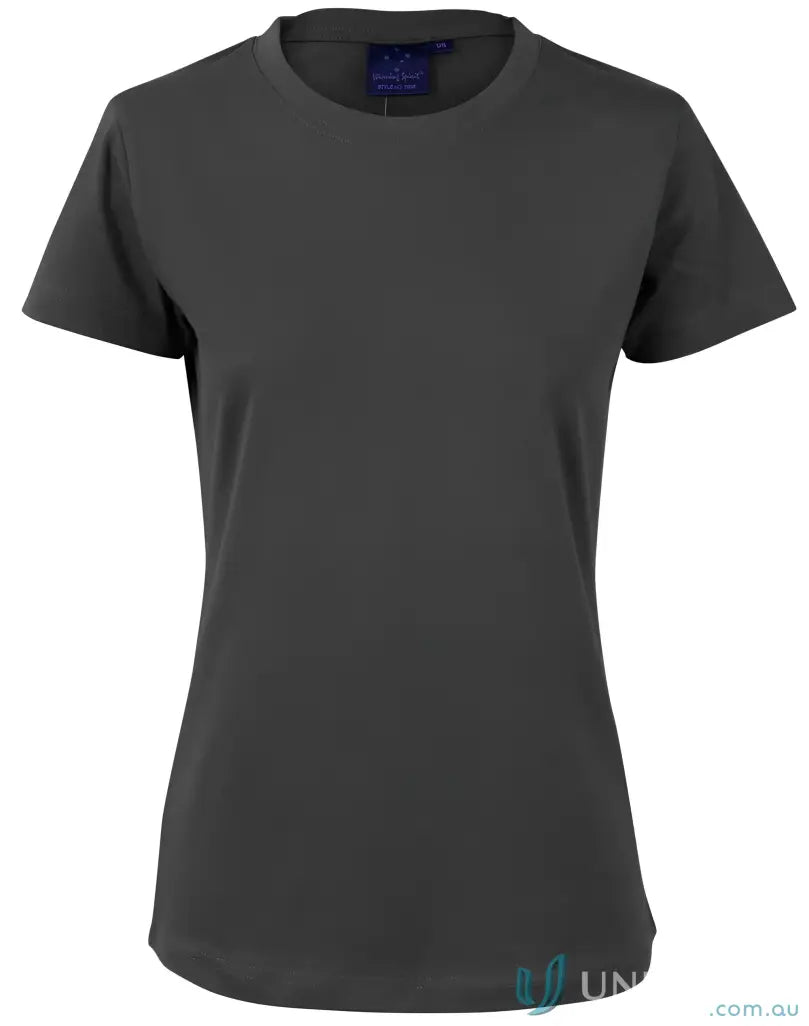 Charcoal-colored Ladies Savvy Tee, a stylish TS38 Savvy ladies spirit tee for confident looks