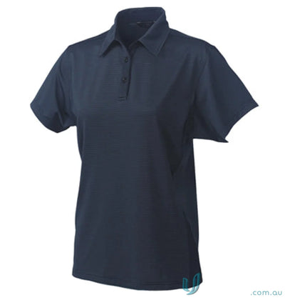 Navy blue Ladies SilverTech Polo with nano-scale silver technology and performance fabric yarn-treated cool dry®