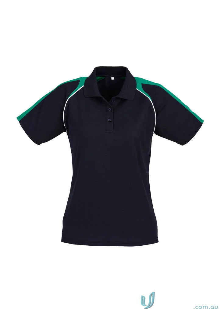 Ladies Triton Polo with navy and green colors, triton short sleeve, Biz Cool™ polyester