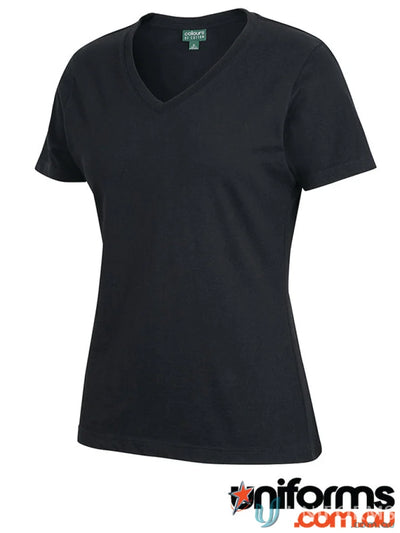 Black ladies v neck tee from JB’s Ladies Style 1VT1 with short sleeves