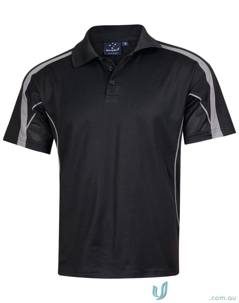 Black and gray short-sleeve polo shirt from PS53 Legend Mens Truedry collection