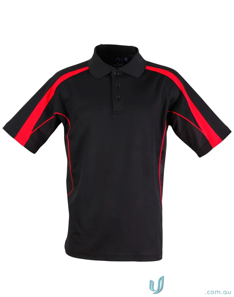 Black Legend Polo with red accents for men, part of PS53 Legend Mens Truedry short sleeve polo collection