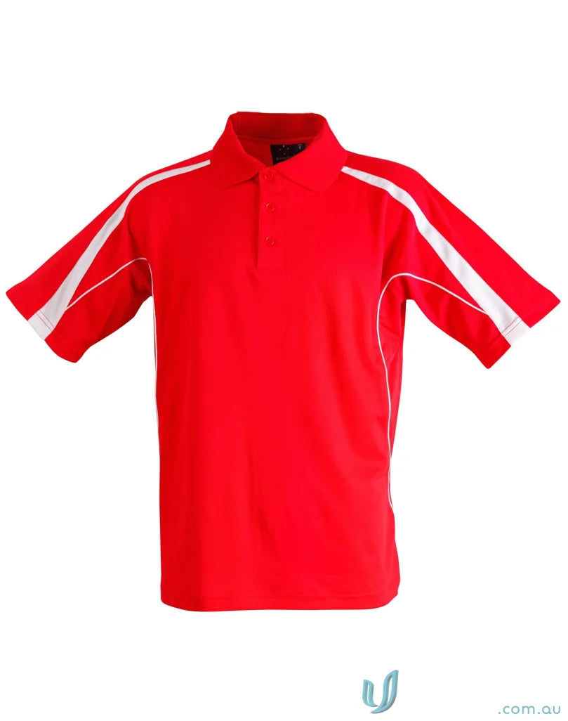 Red ps53 Legend Mens short sleeve polo with white accents from Legend Mens Truedry