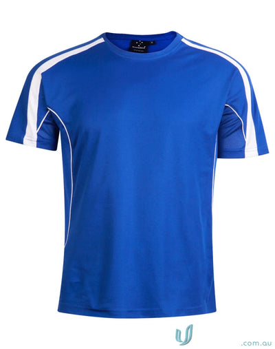 Blue and white Legend Tee athletic t-shirt, perfect for work uniforms or casual wear