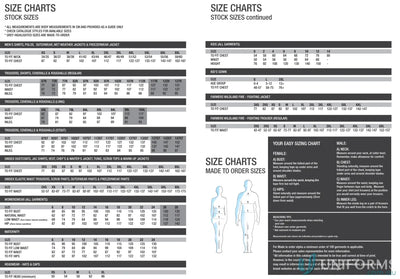 Size chart for LINESTAFF Chef Drawstring Cargo Pants workwear uniforms clothing