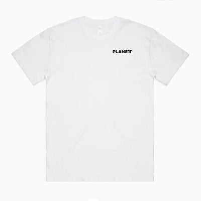 Lob oversize tee with black planet logo on white oversized street tee