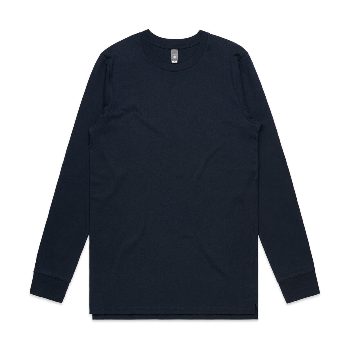 Black long-sleeved t-shirt with crew neck and ribbed cuffs, made of cotton.