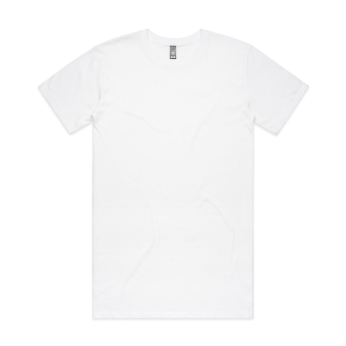 White v-neck t-shirt with short sleeves and a relaxed fit.