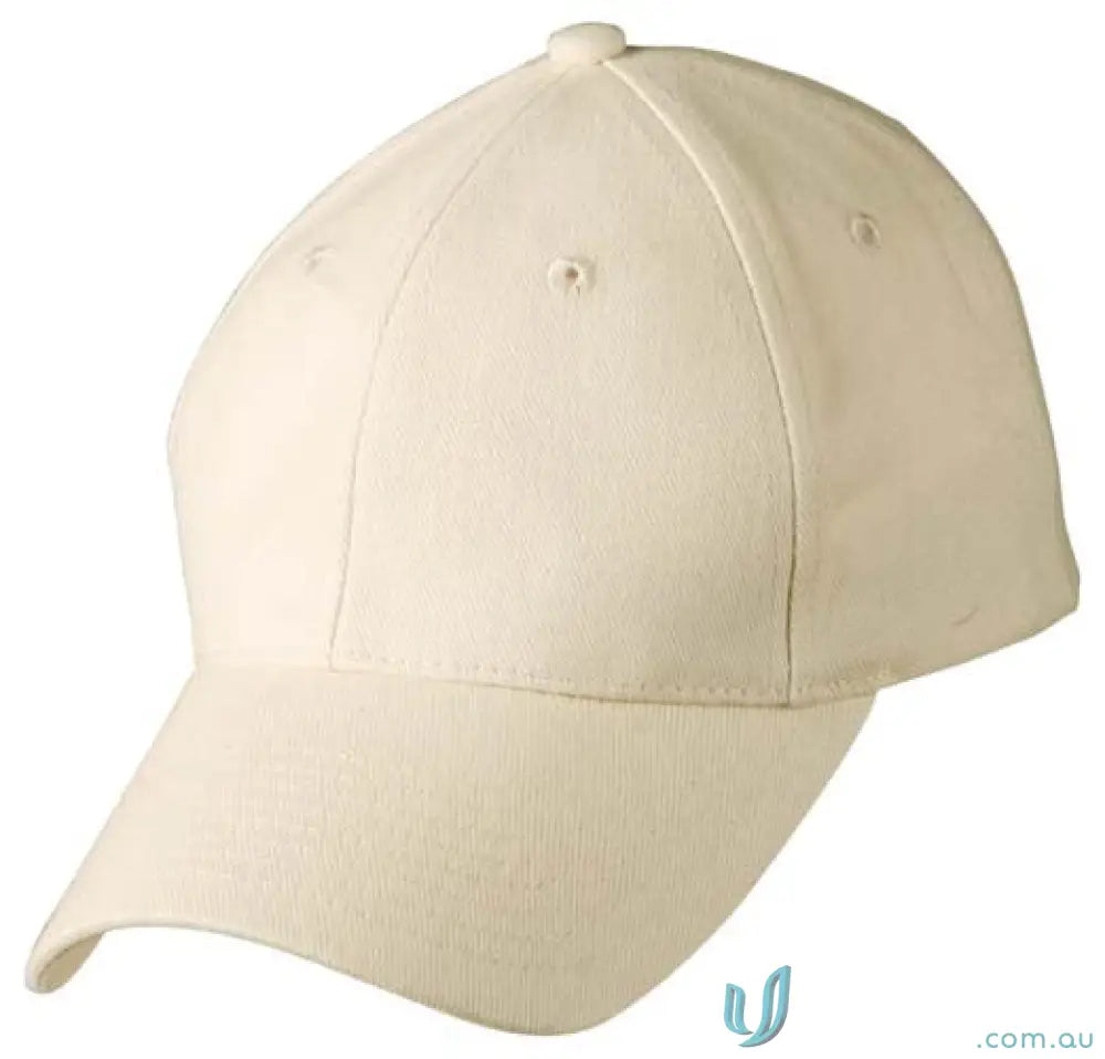 Beige brushed cotton cap from MOQ100 Embroidered Caps, heavy brushed cotton, price includes embroidery