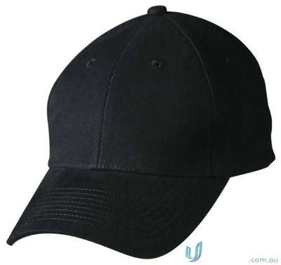 Black heavy brushed cotton cap from MOQ100 Embroidered Caps with price includes embroidery