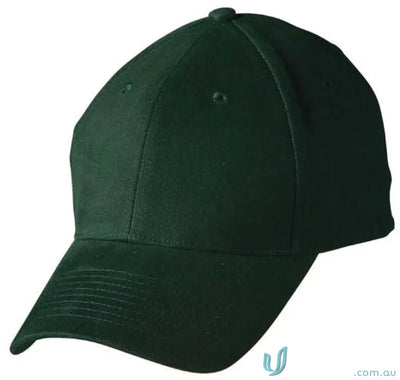 Dark green heavy brushed cotton baseball cap from MOQ100 Embroidered Caps with embroidery included