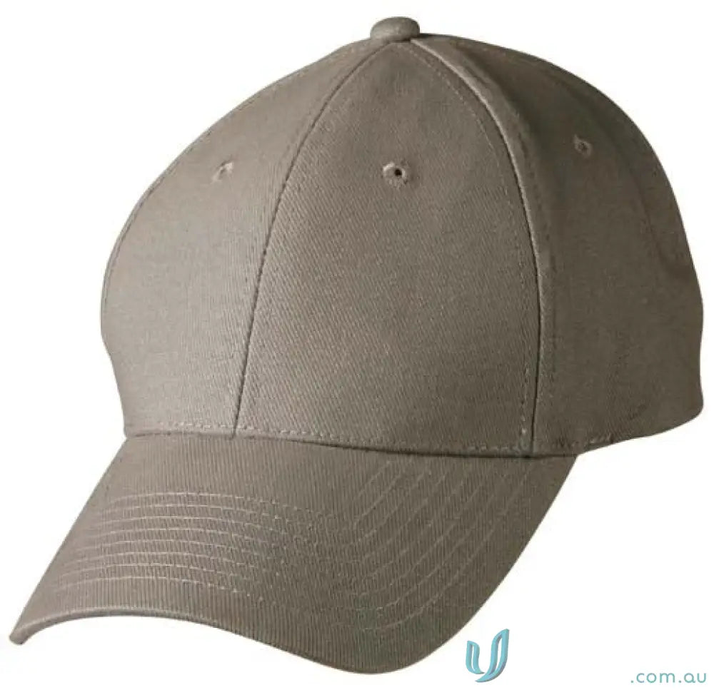 Khaki baseball cap made of heavy brushed cotton, price includes embroidery from MOQ100