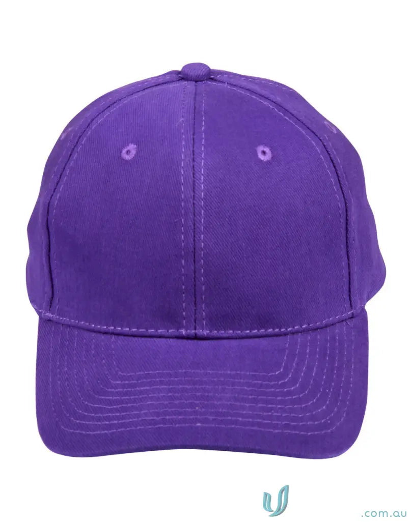 Purple heavy brushed cotton cap from MOQ100 Embroidered Caps with embroidery included