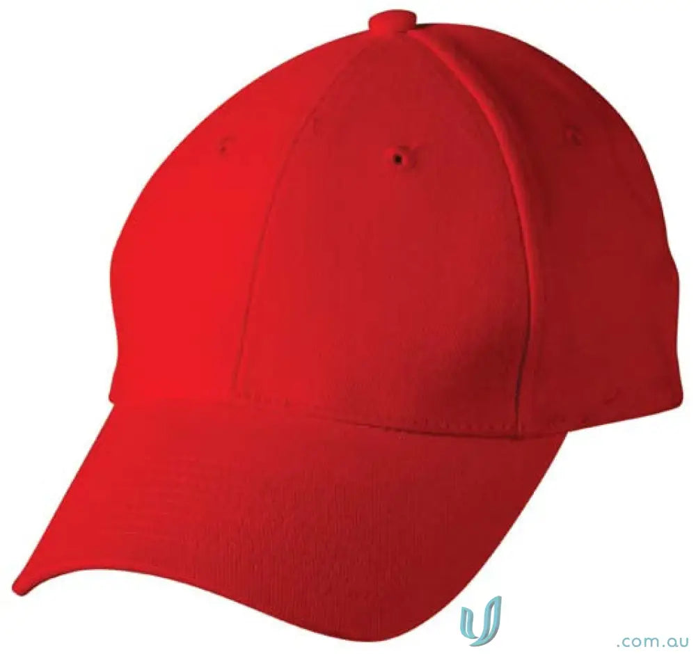 Red baseball cap made of heavy brushed cotton with embroidery, great price included