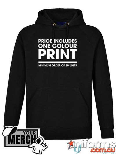 Fleecy black hooded sweatshirt from MOQ100 Printed ADULT Hoodie, perfect for uniforms or workwear