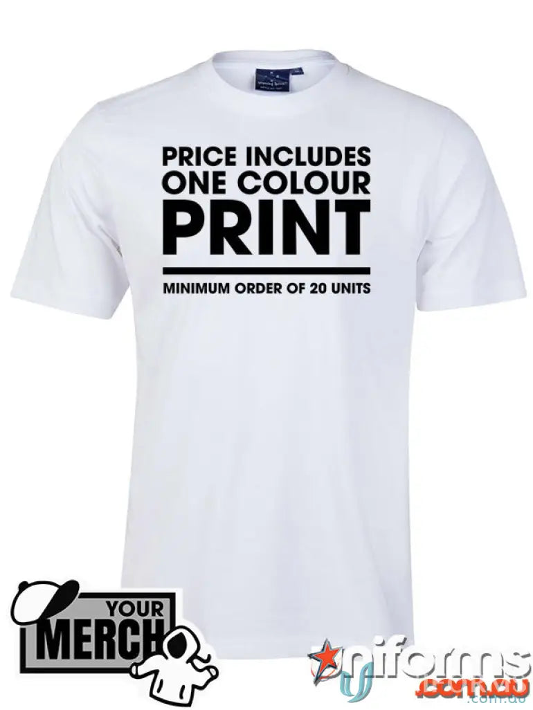 White T-shirt made of combed cotton from MOQ100 Printed YOUTH Tee, great for uniforms or workwear