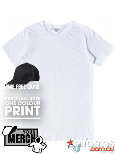 White v-neck T-shirt from MOQ25 Printed ADULT Tee, perfect for workwear and uniforms