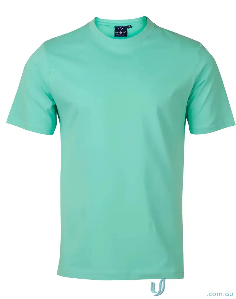 Mint green combed cotton crew neck T-shirt from MOQ25 Printed YOUTH Tee, perfect for uniforms or workwear