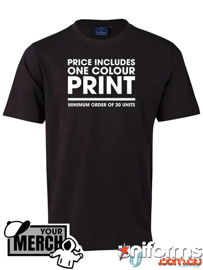 Black T-shirt from MOQ25 Printed YOUTH Tee made of comfy combed cotton, perfect for uniforms or workwear