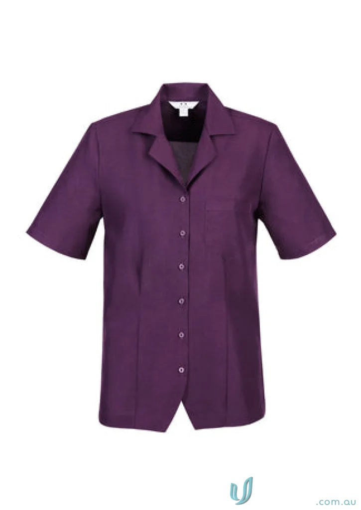 Purple short-sleeved Oasis Plain Overblouse made with Biz ComfortCool fabric
