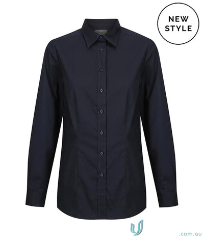 Navy blue Olsen Cotton Stretch Shirt - stylish cotton stretch shirt for casual looks