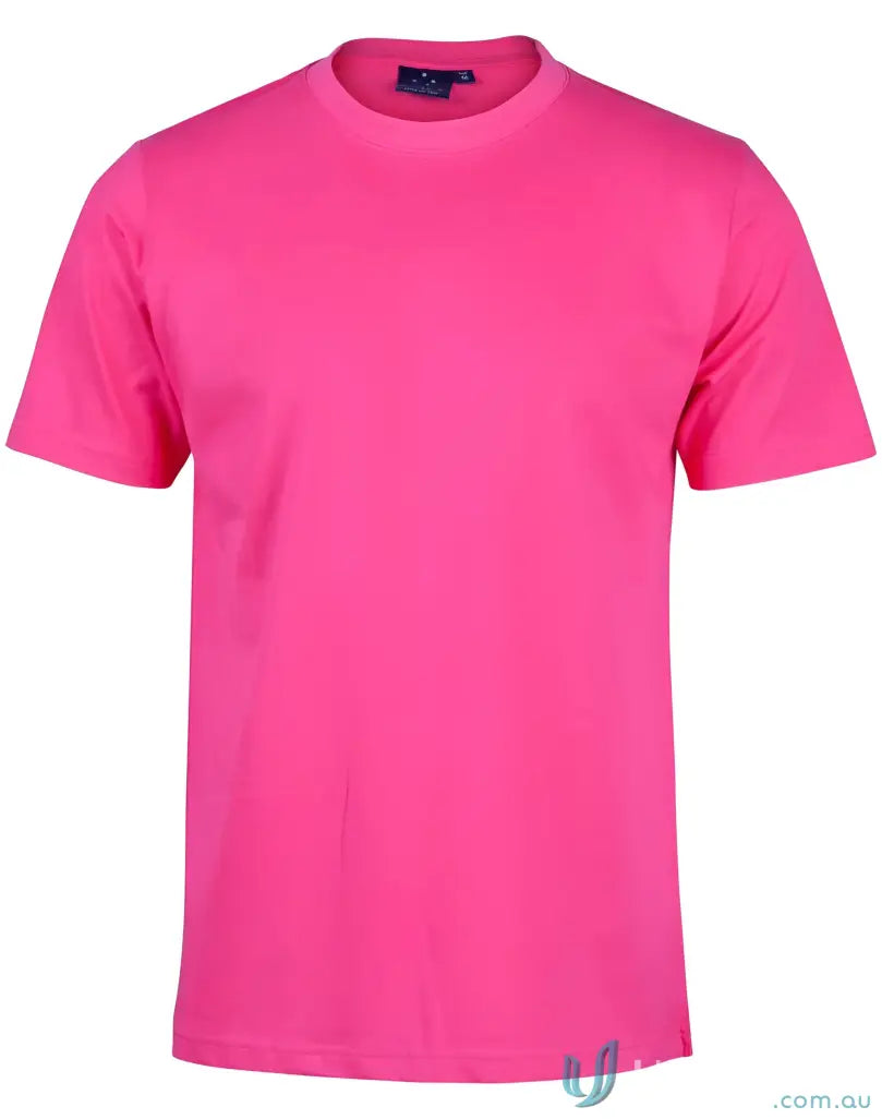 Bright pink semi-fit tee made of combed cotton, perfect for uniforms and workwear