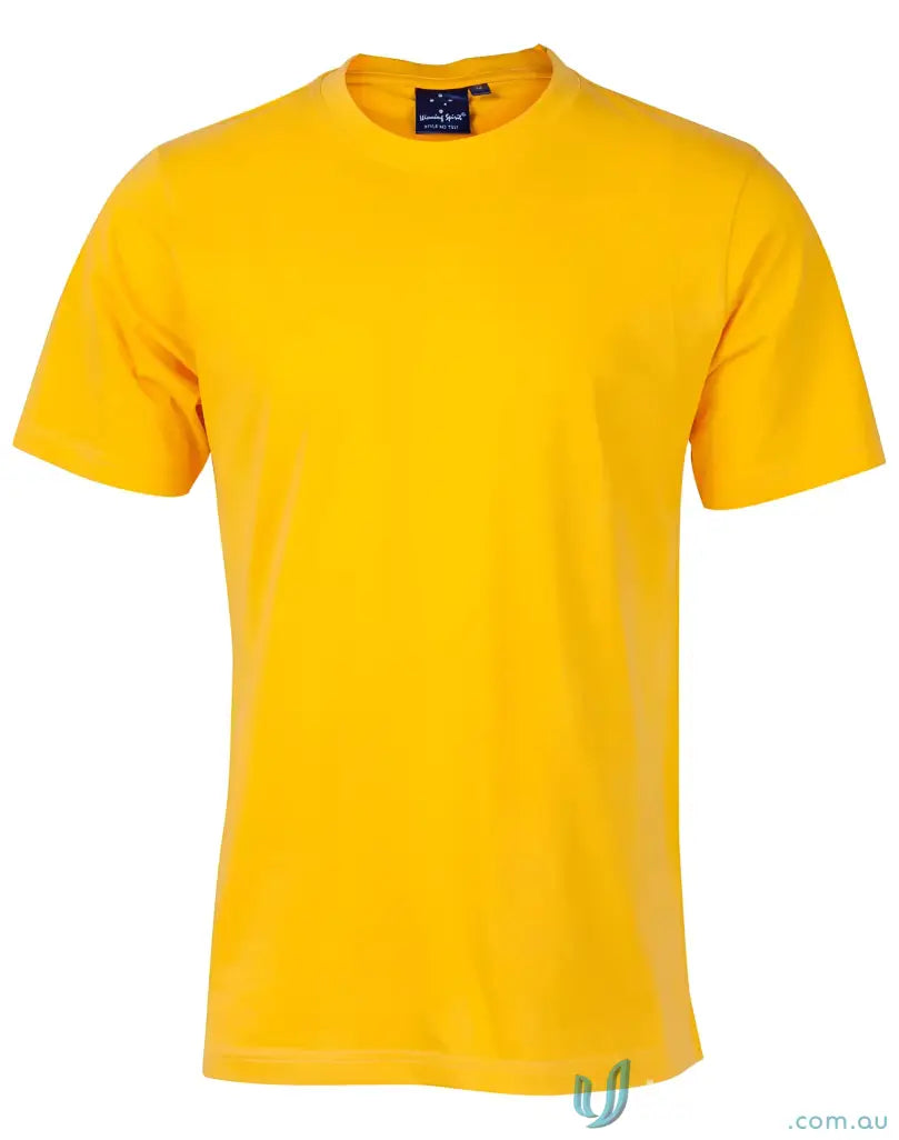 Yellow short-sleeved combed cotton T-shirt from One Colour Print ADULT Semi Fit Tee, perfect for uniforms and workwear