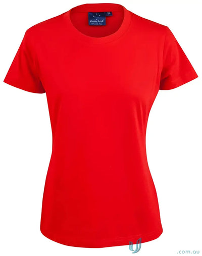Red short-sleeved T-shirt made of combed cotton, perfect for uniforms or workwear