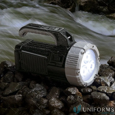 branding torch IGOBT OptiBeam Highâ€‘Intensity COB Search Light Torch â€“ Durable Black/Steel Grey front product image