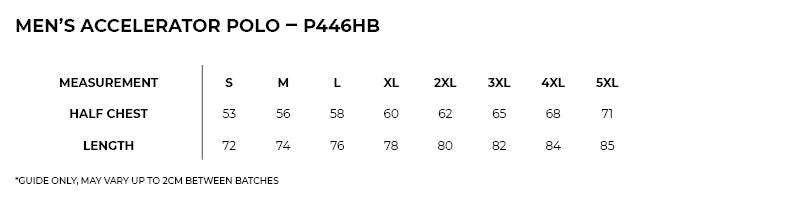 Accelerator Polo size chart