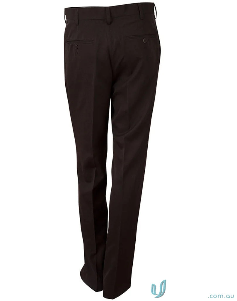 Dark brown wp01 Permanent Press pants with stain resistant jet pockets and angled coin pocket