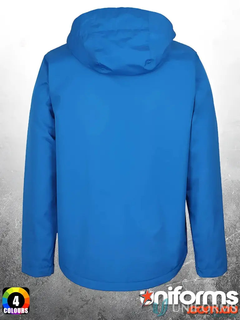 Blue hooded Podium Tech Jacket from JB’s Podium Tech keeps you warm and stylish