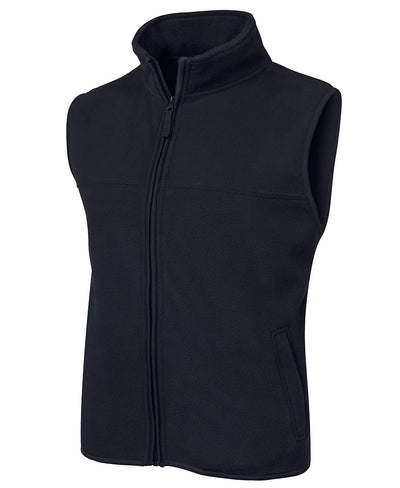Jbs PolarTech vest: black 290gsm polar fleece with zipper and pockets