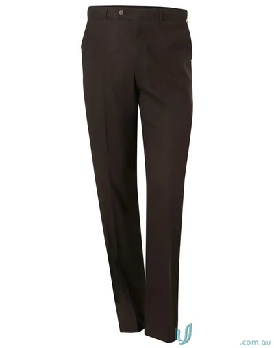 Dark brown PolyViscose Stretch Pants with flexi waist for uniforms and workwear