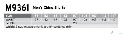 Mens Porters Chino Shorts size chart for perfect fit on your porters chino shorts