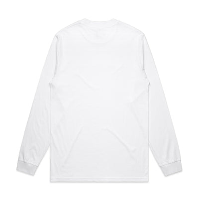 White long-sleeved t-shirt with a simple design.