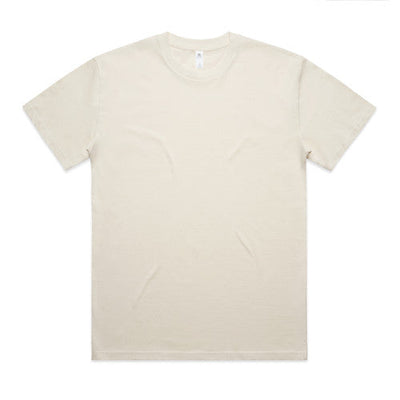 Cream-colored crew neck t-shirt with short sleeves and a simple design.